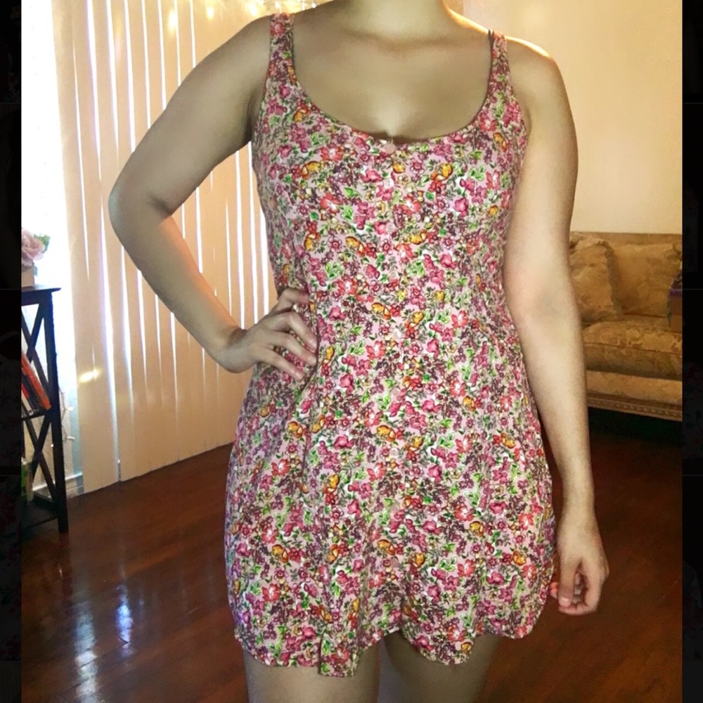 Floral Button Front Mini Dress